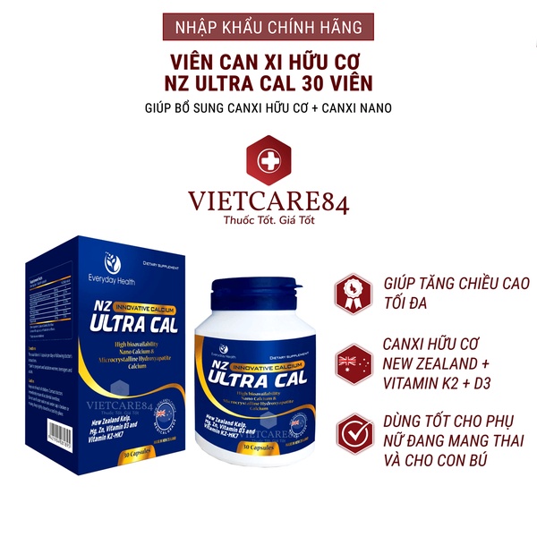 Viên uống Everyday Health NZ - Ultra Cal bổ sung Canxi hữu cơ cho phụ nữ mang thai và người thiếu canxi hộp 60 viên