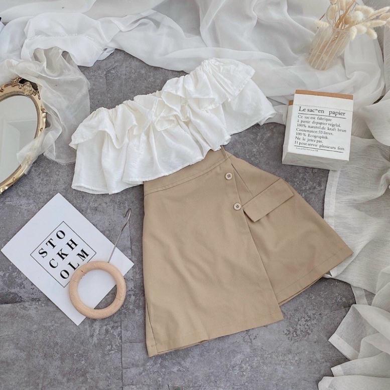GIÁ XƯỞNG Sét Áo Sơ Mi Bẹt Vai Tầng+chân Váy Nude Đắp🥰 MIA SHOP | BigBuy360 - bigbuy360.vn