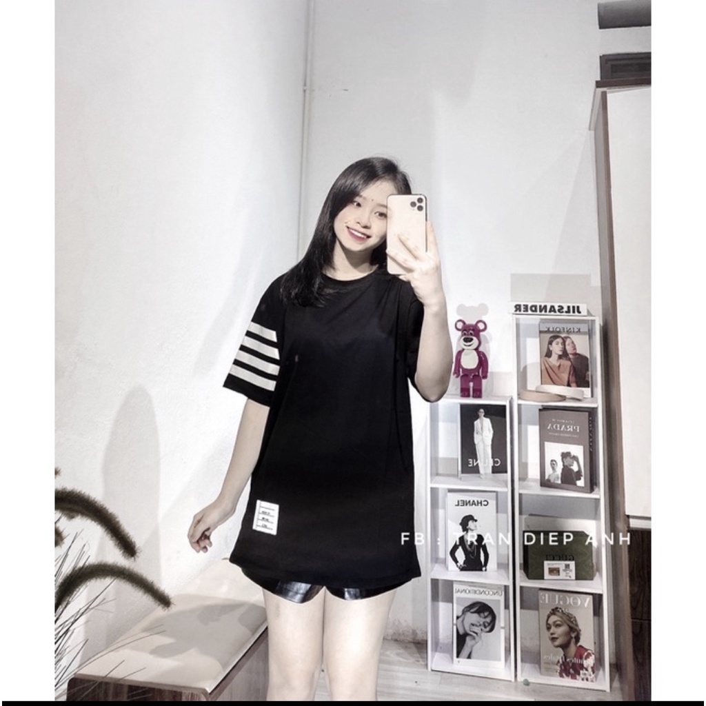 Áo phông thom nữ vạch tay viền ngang, Áo  polo nữ from rộng vạch tay kẻ sọc tay lỡ Chất Cotton Siêu Xinh | BigBuy360 - bigbuy360.vn