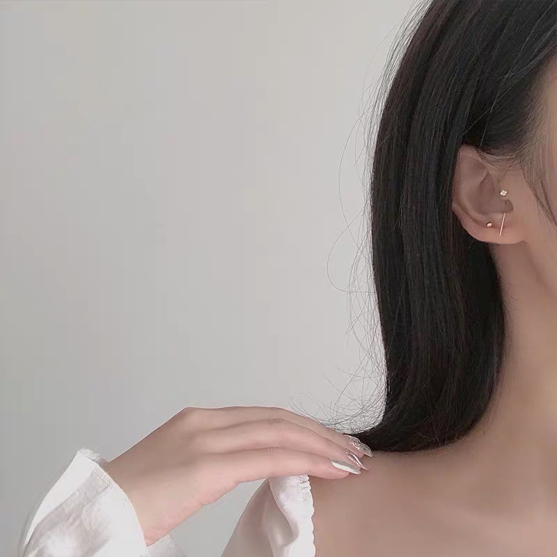 Bộ 5 bông tai mạ bạc 925 đính đá Zircon Mini
