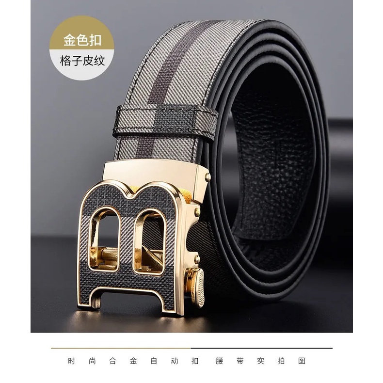 Dây Thắt Lưng Da Bò Khóa Chữ B Màu Vàng Kim Phong Cách Hàn Quốc Thời Trang Cho Nam