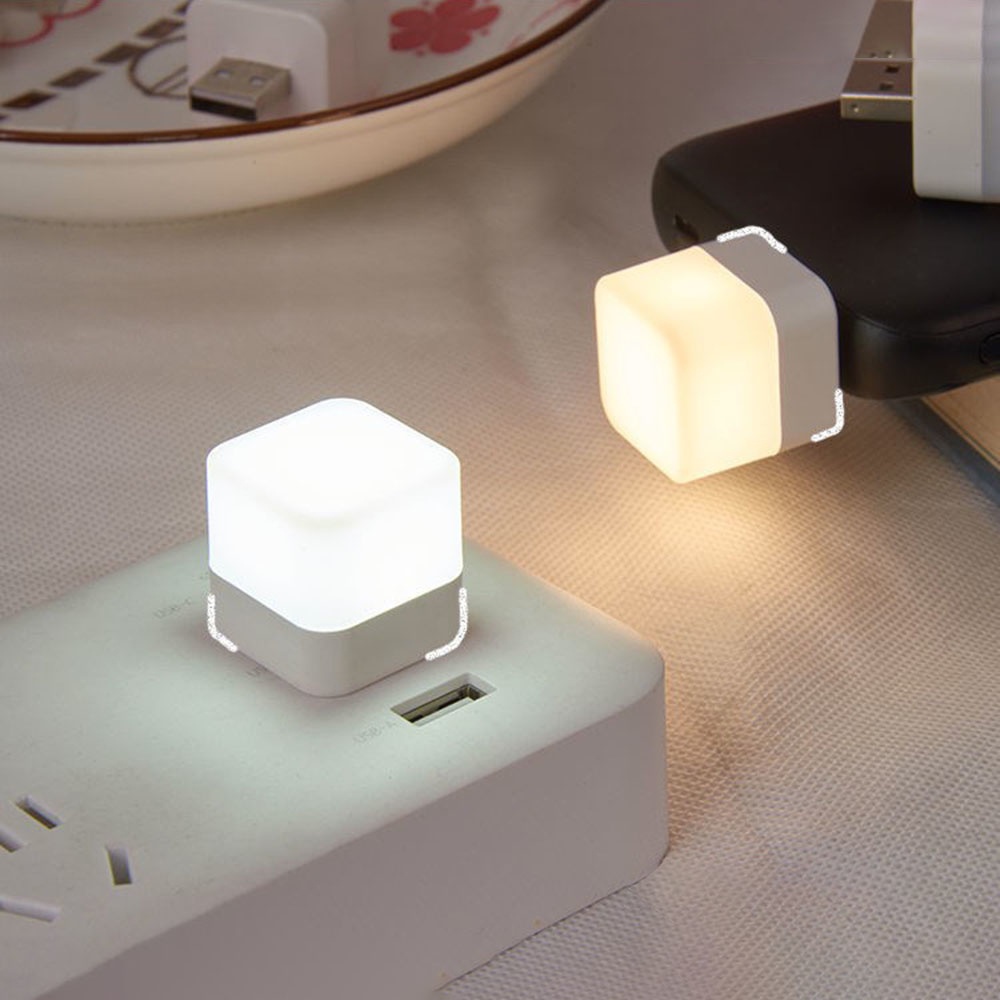 1 Đèn LED Vuông Mini Bảo Vệ Mắt Khi Đọc Sách / Sạc Máy Tính Cổng USB