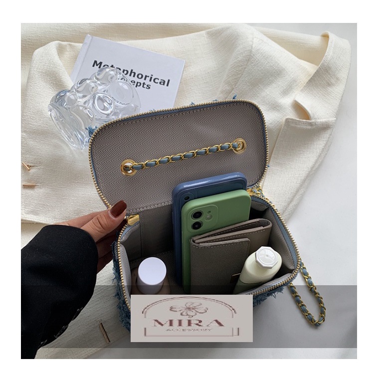 Túi cốp vuông đeo chéo nữ mini vải bố bò đẹp HB007