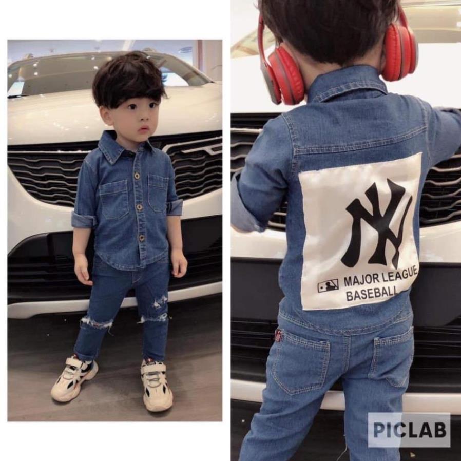 Quần áo cho bé trai - Set Jean cho bé trai phong cách Hàn Quốc cực cool ngầu - HONGVYBABY