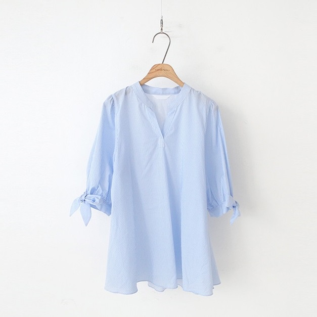 Sơ mi nữ chấm bi tay thắt nơ SM42