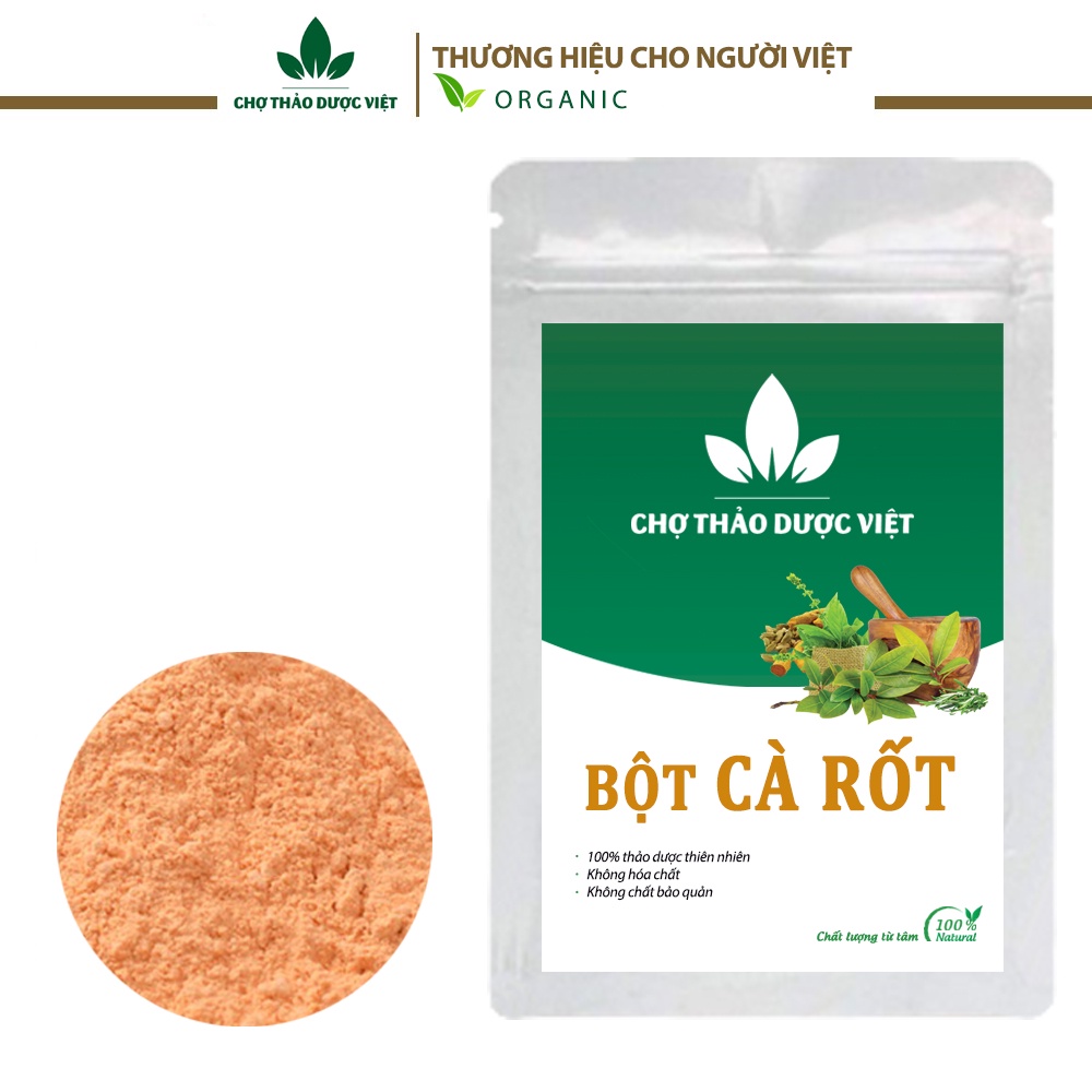 Bột cà rốt nguyên chất sấy lạnh 500g ( Bột ăn dặm cải thiện thị lực, giúp mắt sáng khỏe)- Chợ Thảo Dược Việt