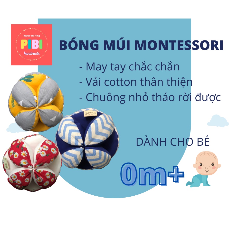 Bóng múi Montessori bóng vải luyện chân luyện cầm nắm cho bé kích thích vận động