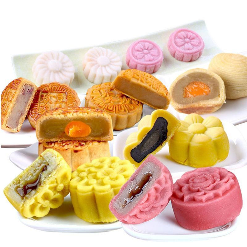 be❀  8 Stamps Mooncake Mold Mid Autumn Festival DIY Decoration Hand Press Cookie