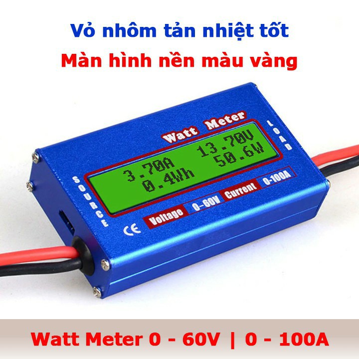 Máy đo dòng điện điện áp công suất watt metter 100A - Phụ kiện tuyệt vời cho các mạch DC, hệ thống năng lượng mặt trời