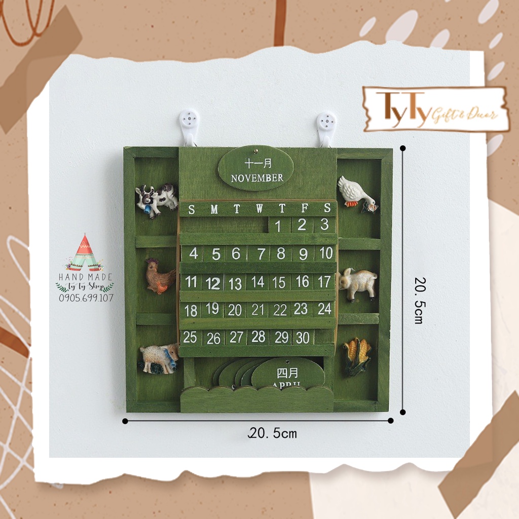 Lịch Đa Năng Mini Tự Điều Chỉnh Bằng Gỗ Phong Cách Vintage