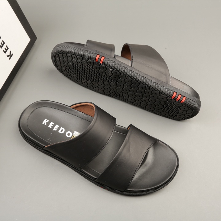 Dép quai ngang hàng hiệu da bò thật KEEDO TN-9021