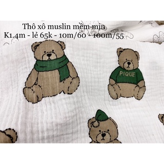 [Vaihoa2015] Vải thô xô  MUSLIN 2 lớp -  mềm mịn may quần áo chăn gối mẹ và bé