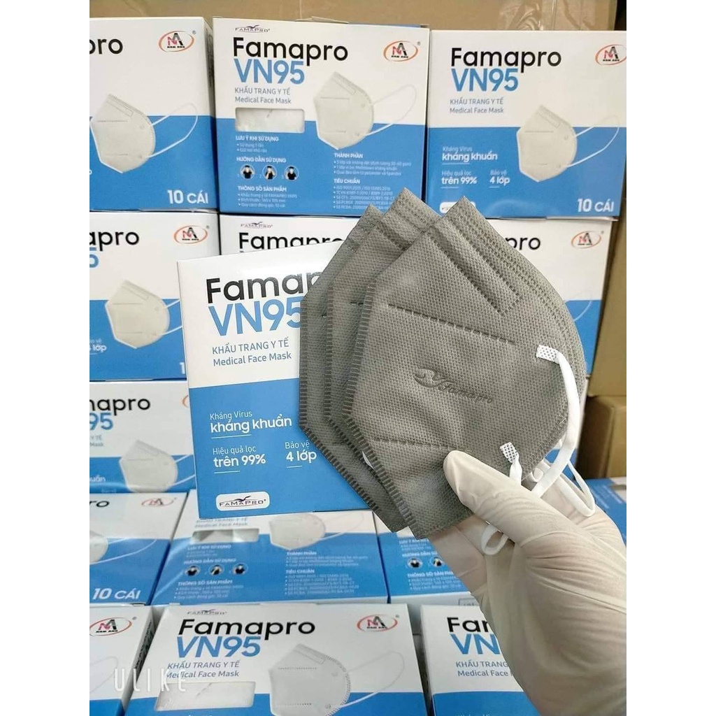 Khẩu trang VN95 Famapro nhiều màu 1 hộp 10 cái - 1 thùng 500 cái combo 10-50 cái
