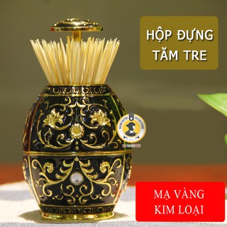 Lọ hộp đựng tăm mạ vàng hoàng gia phong cách không giống ai