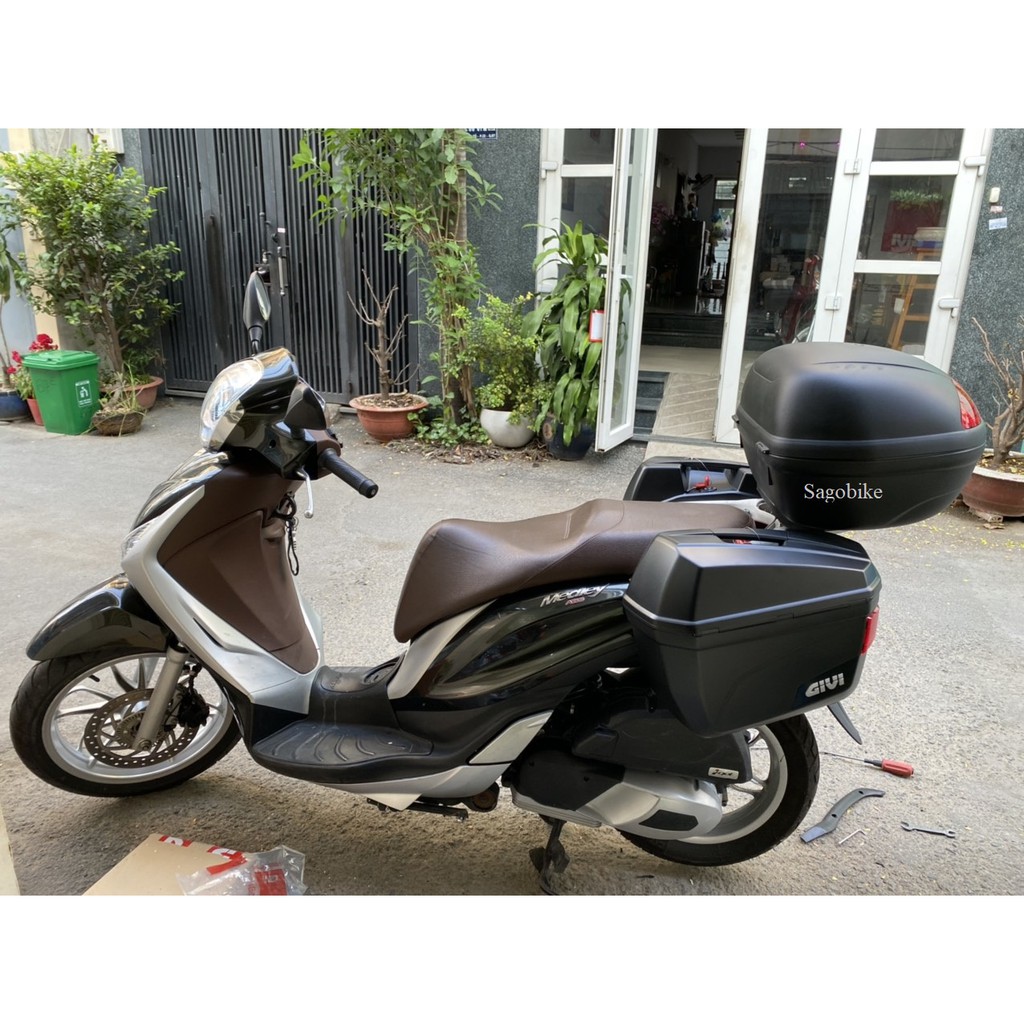 Combo thùng xe Piaggio Medley, thùng sau E450N, cặp thùng hông E22N kèm baga cặp hông, hàng Givi chính hãng, bh 2 năm