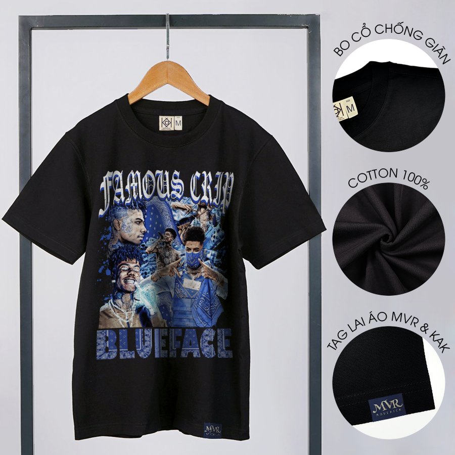 Áo thun hip hop rappers Famous Crid 2022 unisex nam nư phông nữ phong cách đường phố Mỹ xanh MVR BB4308
