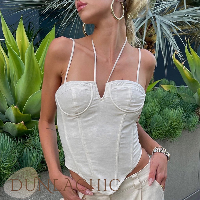 Áo hai dây DUNEA màu trơn hở lưng quyến rũ cho nữ