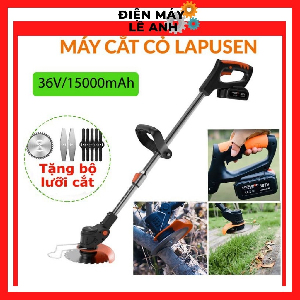 Máy cắt cỏ tỉa phát cành cây chạy bằng pin LAPUSEN dùng cước cắt lõi thép đa năng cầm tay gia đình giá rẻ