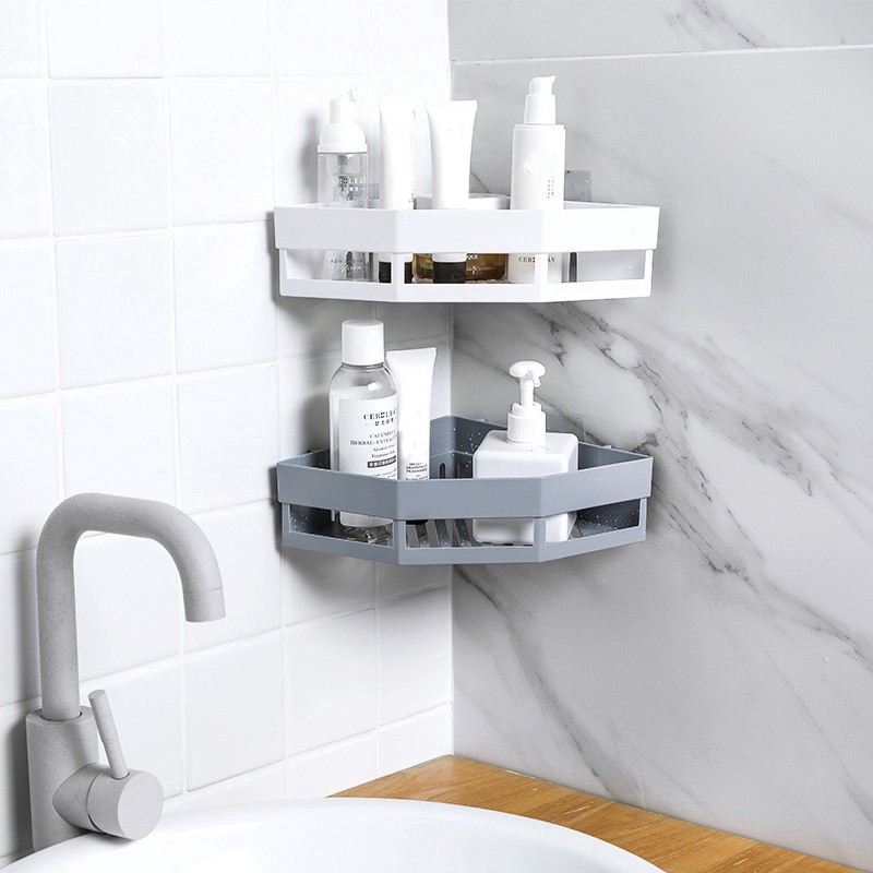 Ready Punch-free Bathroom Shampoo Soap Toothbrush Shelf Storage Rack Bathroom Tripod Wall-mounted Corner Seamless Organizer