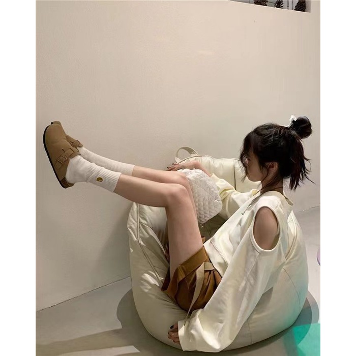 Áo sweater Dáng Rộng Cổ Tròn Trước Và Sau Lưng Màu Trơn Kiểu Hàn Quốc Thời Trang 2022 Cho Bạn Gái