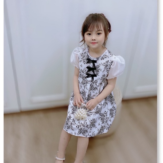 Váy đầm 2 dây công chúa tơ óng cho bé gái 8-20kg