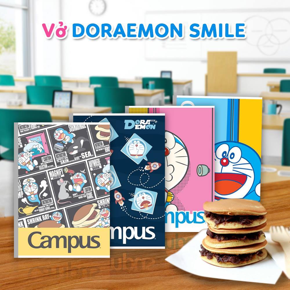 Vở CAMPUS kẻ ngang 80,120, 200 tr DORAEMON SMILE- TOP2 SHOP