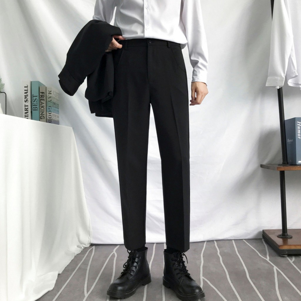 [[ Nhìn Là Mê ]]   Quần Tây Baggy Nam Màu Đen Ống Rộng Phong Cách Hàn Quốc Vải Co Giãn, Không Xù  T-05 | BigBuy360 - bigbuy360.vn