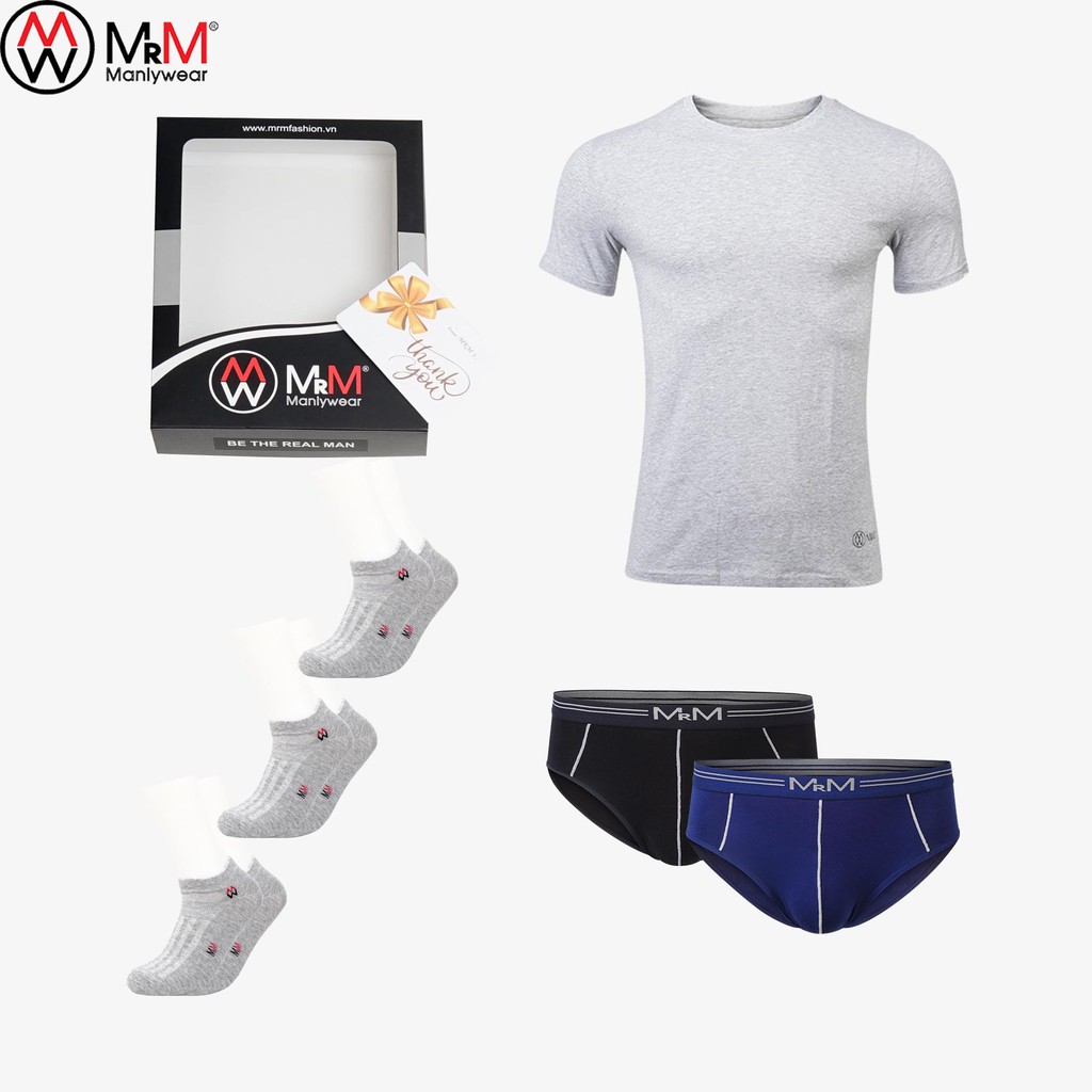 Combo 1 áo thun, 2 quần lót Boxer, 3 đôi bít tất Hàng Việt Nam Thương Hiệu MRM Manlywear