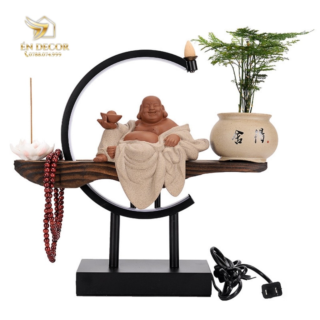 Thần Tài Thổ Địa, Có Đèn Led, Đốt Hương Trầm, Tượng Phật An Nhiên, Én Decor