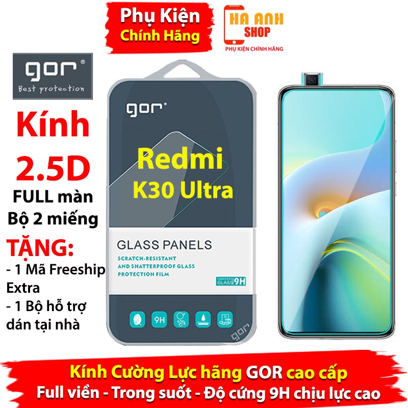 Bộ 2 Kính Cường Lực Xiaomi Redmi K30 Ultra Full màn chuẩn 9H hãng GOR cao cấp(Tặng mã Freeship Extra toàn quốc)