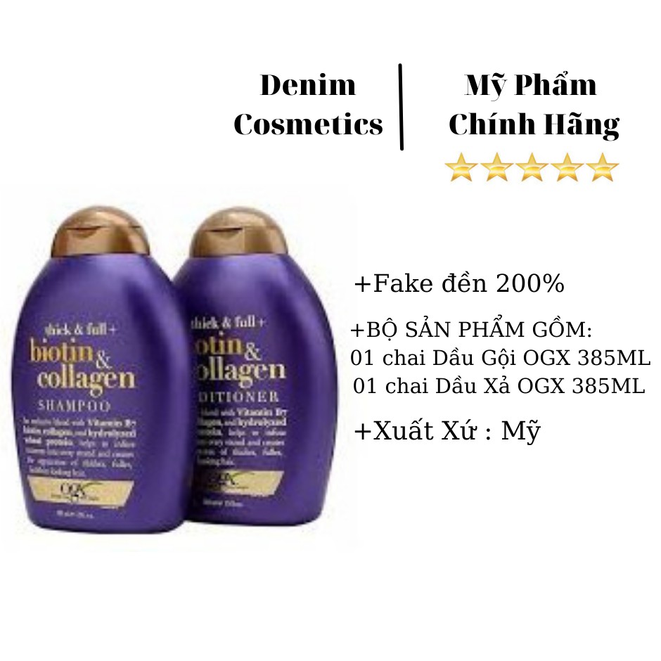 Cặp Dầu Gội Biotin Collagen Tím  385ml Hàng Chính Hãng Của Mỹ