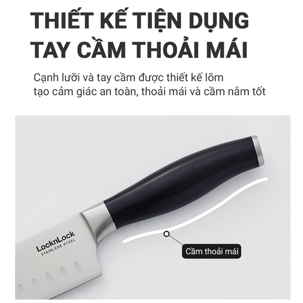 Bộ dao kéo nhà bếp LocknLock thép không gỉ CKK303 CKK304 CKK305 - Hàng chính hãng chuẩn Santoku, chống ăn mòn - JoyMall