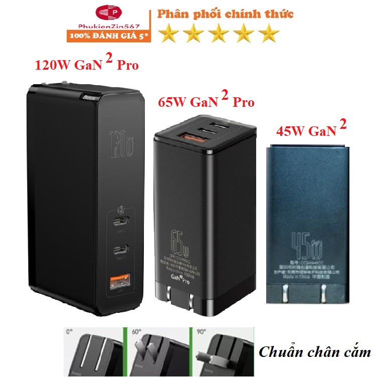 Bộ củ sạc nhanh đa năng Baseus GaN2 Pro 65W / GaN2  Lite 65W Cho Smartphone/ iPad/ Macbook/ Laptop