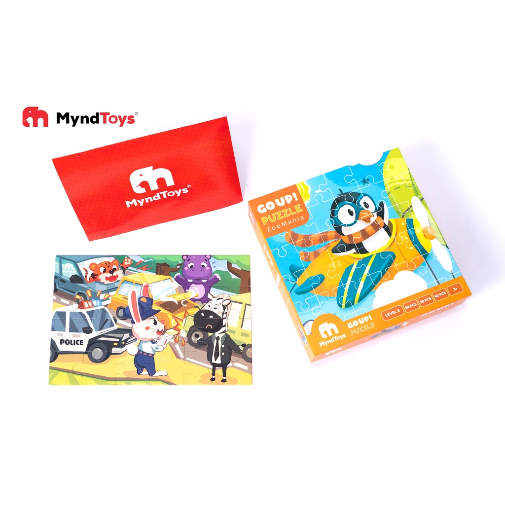 Bộ Xếp Hình Puzzle Gồm 3 Tranh 24 - 30 - 40 Mảnh Ghép Cho Bé 3 Tuổi - Go up Puzzle Zoomania MyndToys