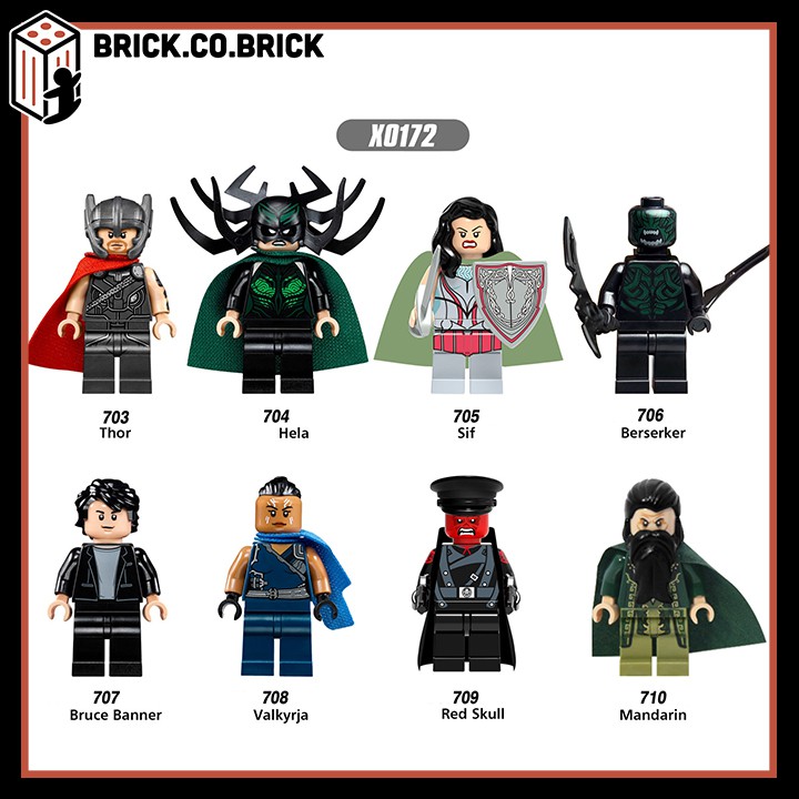 Đồ chơi lắp ráp non lego và mô hình minifigure nhân vật tiêu biểu trong phim Thần Sấm Thor: Tận thế Ragnarok X0172