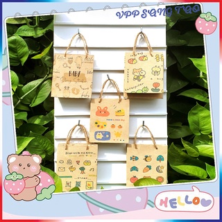 Túi giấy thiết kế mini vintage kraft họa tiết có quai xinh xắn kích thước 93cm.