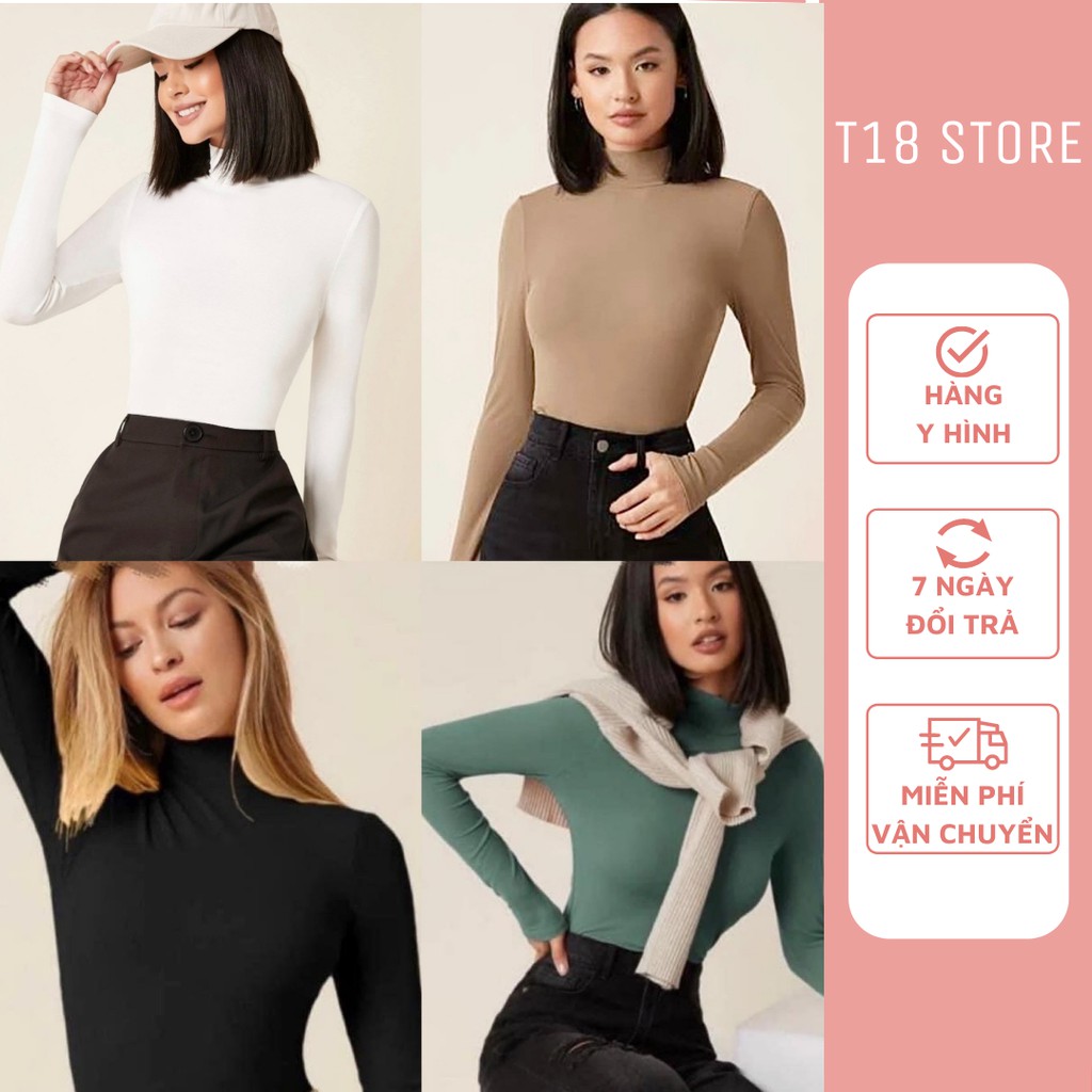 Áo giữ nhiệt nữ cổ cao new style bigsize thể thao T18STORE AG01