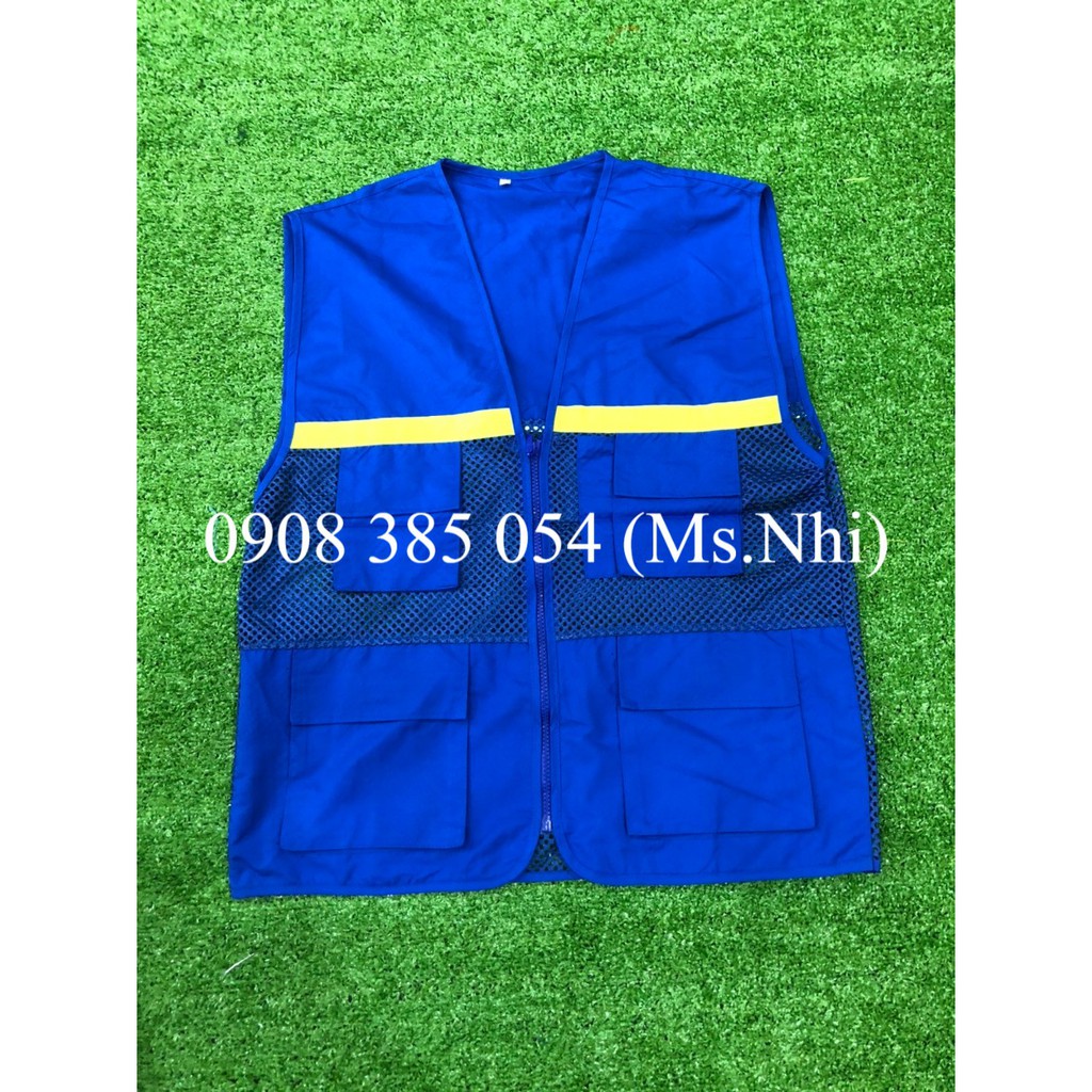 Áo khoát gile bảo hộ lao động vải kaki phối lưới thoáng mát- Hình thật