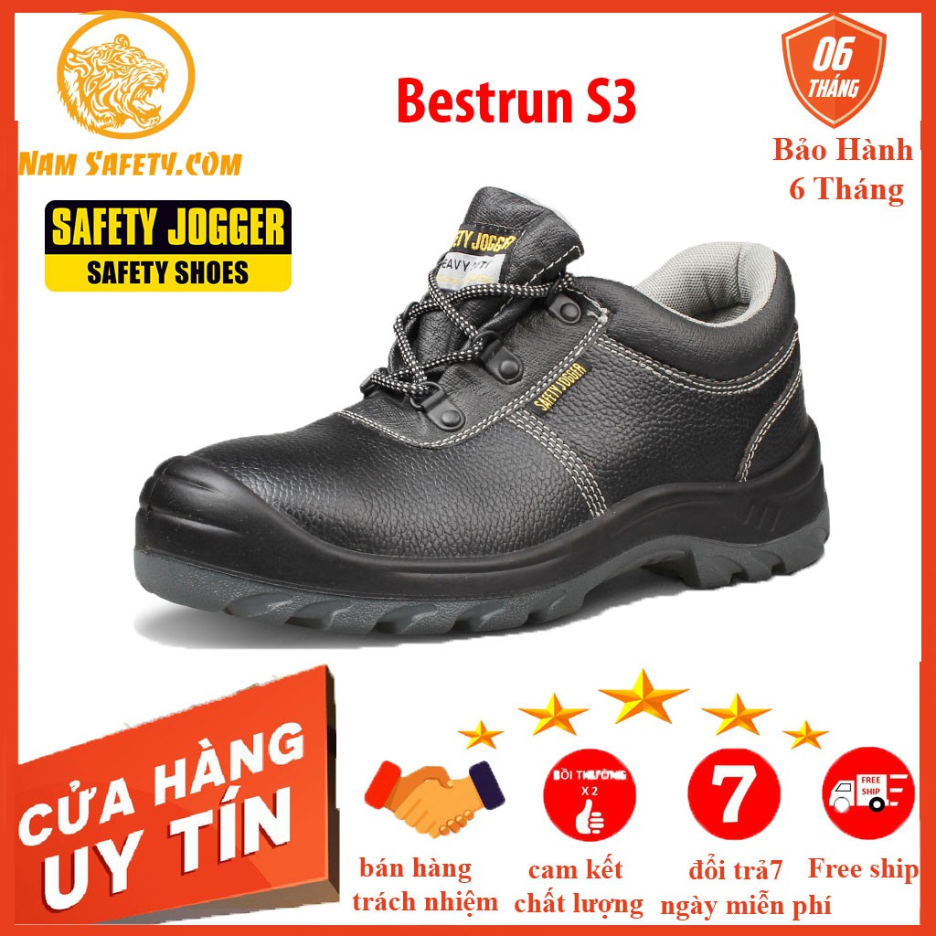 Giày Bảo Hộ Lao Động Jogger Bestrun S3 ,mũi thép ,đế lót thép chống đinh ,da bò ,thoáng mát ,không hôi chân