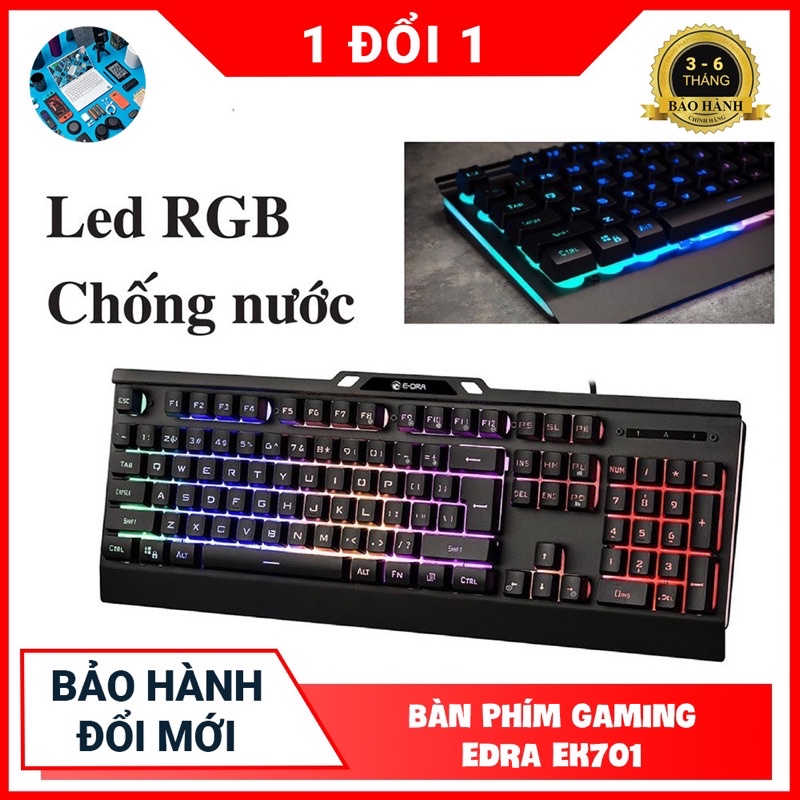 Bàn Phím Giả Cơ Gaming Edra EK701 5 Chế Độ LED RGB (2 màu Black/ Silver)