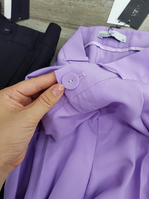 Quần culottes Vero một cúc bọc - dài che mắt cá chân