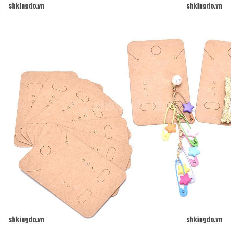 Set 100 thẻ giấy kraft gắn trưng bày khuyên tai/dây chuyền/trang sức tiện lợi