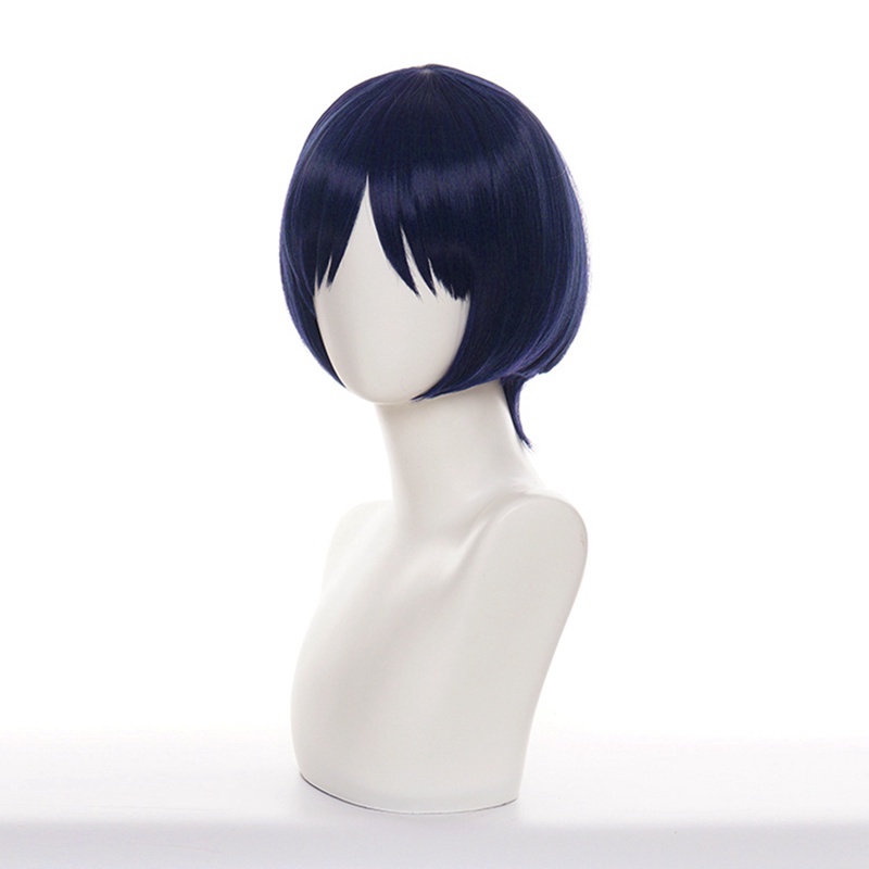 Bộ Tóc Giả Ngắn Cosplay Nhân Vật Scaramouche Màu Xanh Dương Đậm Bằng Sợi Tổng Hợp Chịu Nhiệt