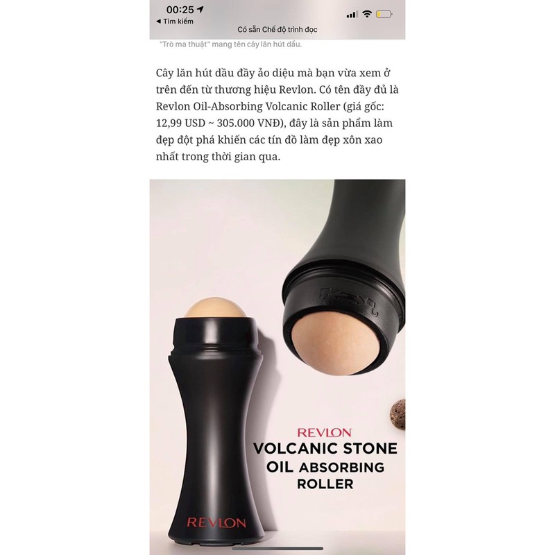 Thanh lăn hút dầu Revlon, massage mặt bằng Đá núi lửa