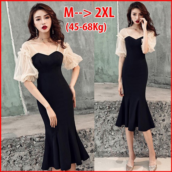 GIÁ CỰC RẺ - ĐẦM DỰ TIỆC SANG CHẢNH ĐUÔI CÁ ĐẦM BODY ĐUÔI CÁ PHỐI TAY LƯỚI, ĐẦM BODY NỮ BIGSIZE D3225