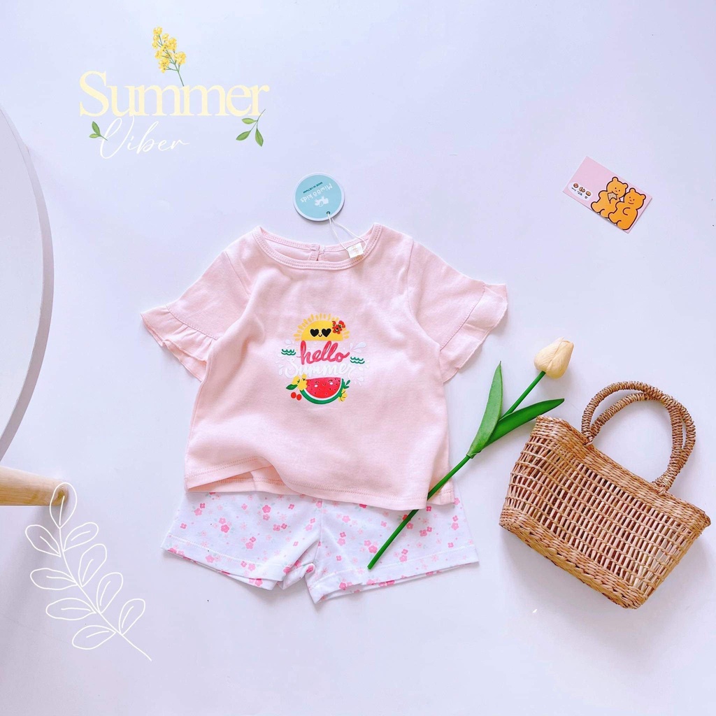 Đồ Bộ Tay Bèo Họa Tiết Kèm Quần Lưng Thun Cho Bé Gái Size 1 - 5 Tuổi MINTSCLOSET Mint's Closet - DB8063 - MÀU MỚI