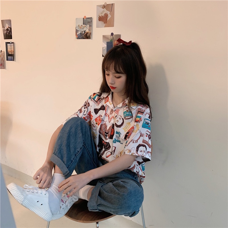 NRVP Áo Sơ Mi Dáng Rộng Thời Trang Hàn Quốc Cá Tính Cho Nữ