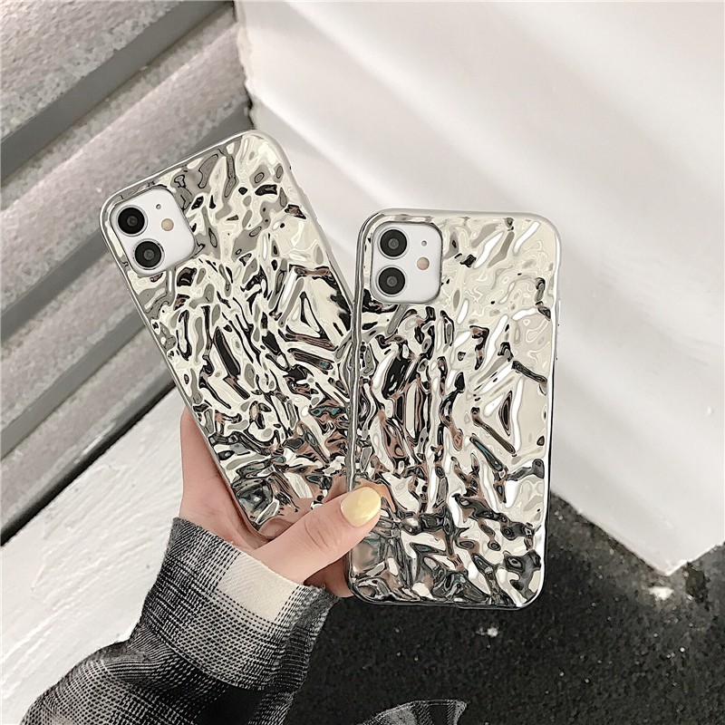 Ốp Điện Thoại Silicon Mềm Phối Kim Loại Bạc Cho Iphone 12 11pro Max 7plus Xr Xs | BigBuy360 - bigbuy360.vn
