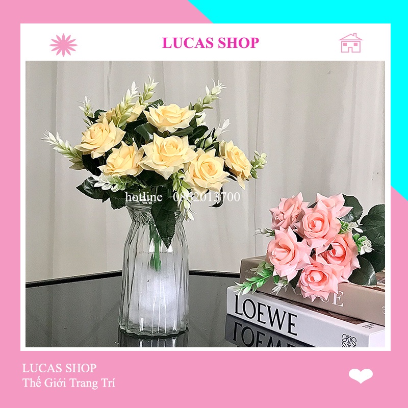 Cụm Hoa Hồng Cánh Xoắn 30cm 7 Nhánh (Kèm Lá)  Decor Nhà Cửa, Trang Trí Chụp Ảnh