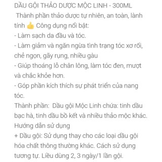 Dầu gội thảo dược Mộc Linh 300ml